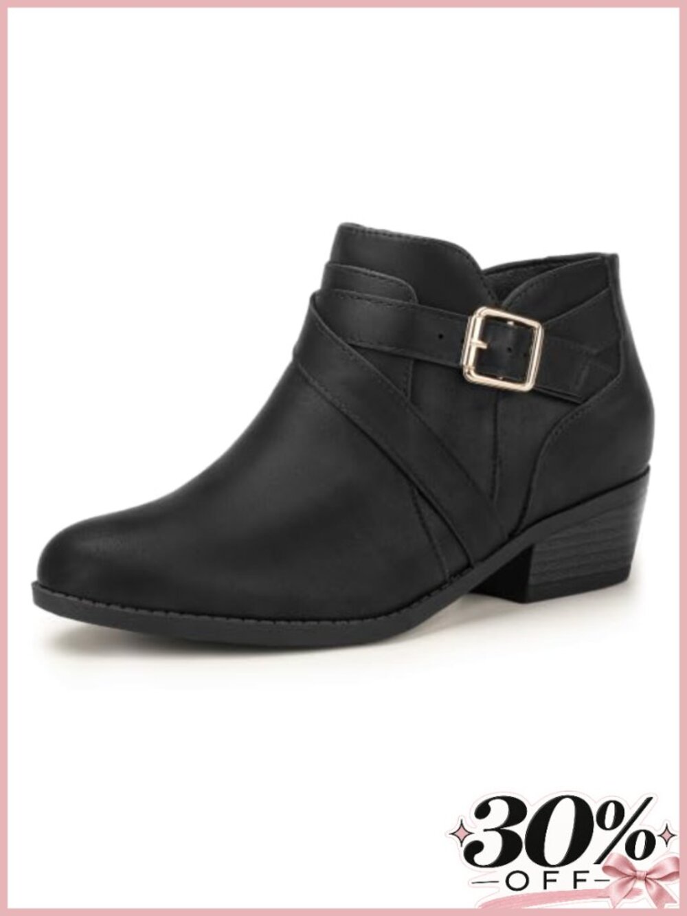 IDIFU Womens Ankle Boots Low Chunky Block Heel Side Zip Dress Booties